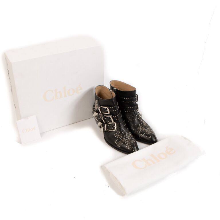 Chloe Black Leather Stud Susanna Short Boots size 35 Labellov Buy and Sell Authentic Luxury