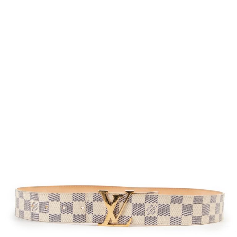 Louis Vuitton Damier Azur LV initials Reversible Belt