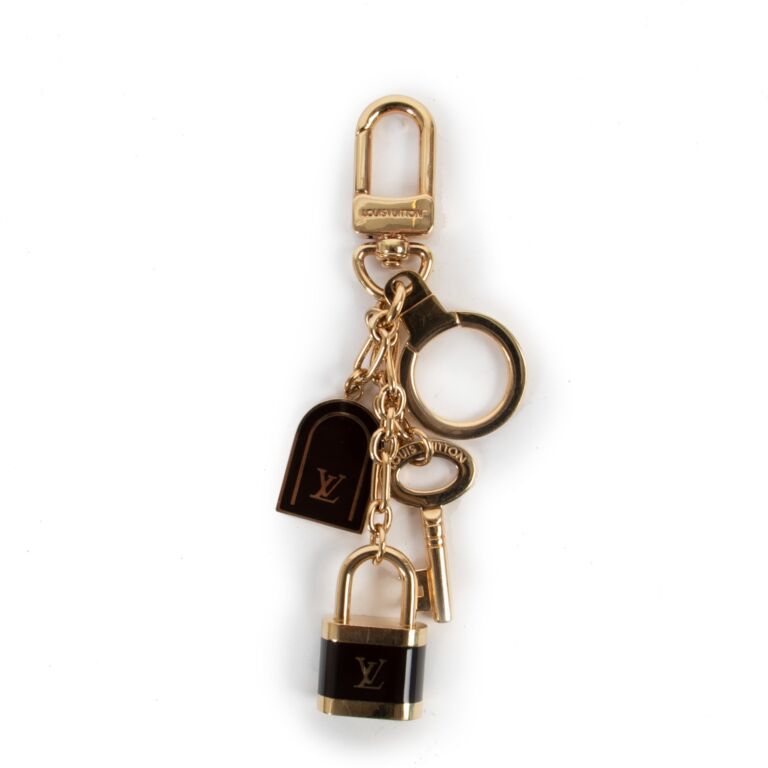 Louis Vuitton Goldtone Metal and Black Leather Very Key Holder and Bag Charm