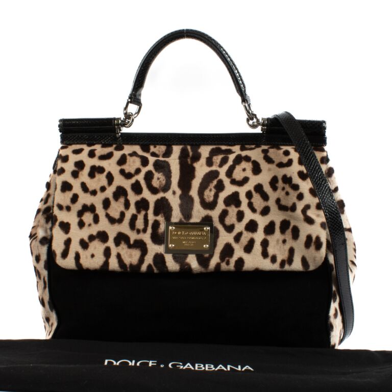 Dolce Gabbana Leopard Black Large Sicily Bag Labellov Buy and Sell Authentic Luxury