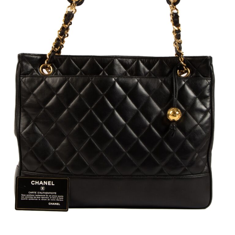 Chanel Black Leather Quilted Vintage Shoulder Bag Labellov