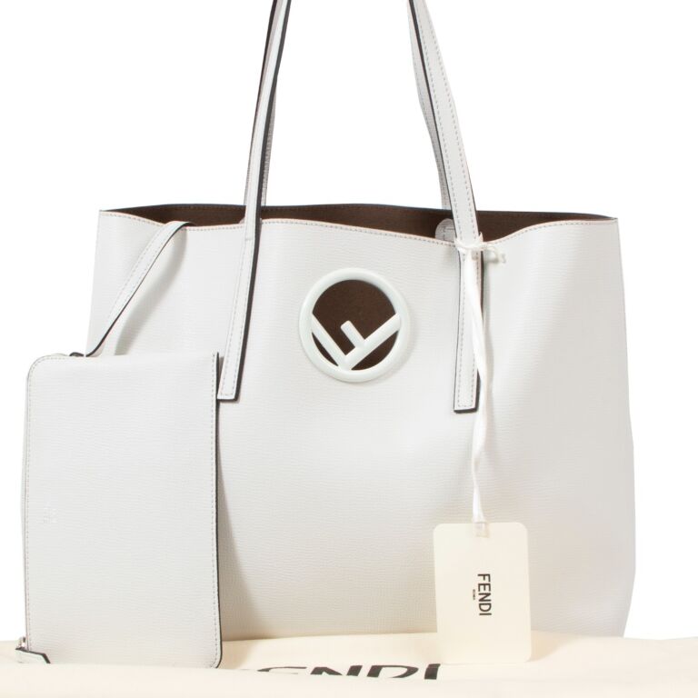 Fendi Kan I F Logo White Leather Tote Shopper ○ Labellov ○ Buy And Sell  Authentic Luxury