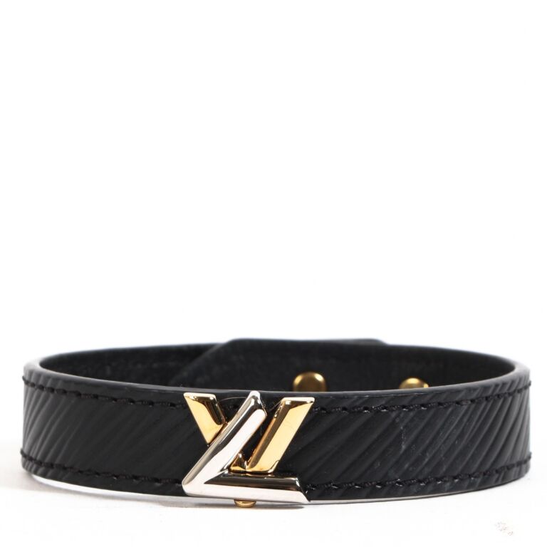 Louis Vuitton Black Epi Leather LV Twist Bracelet 19