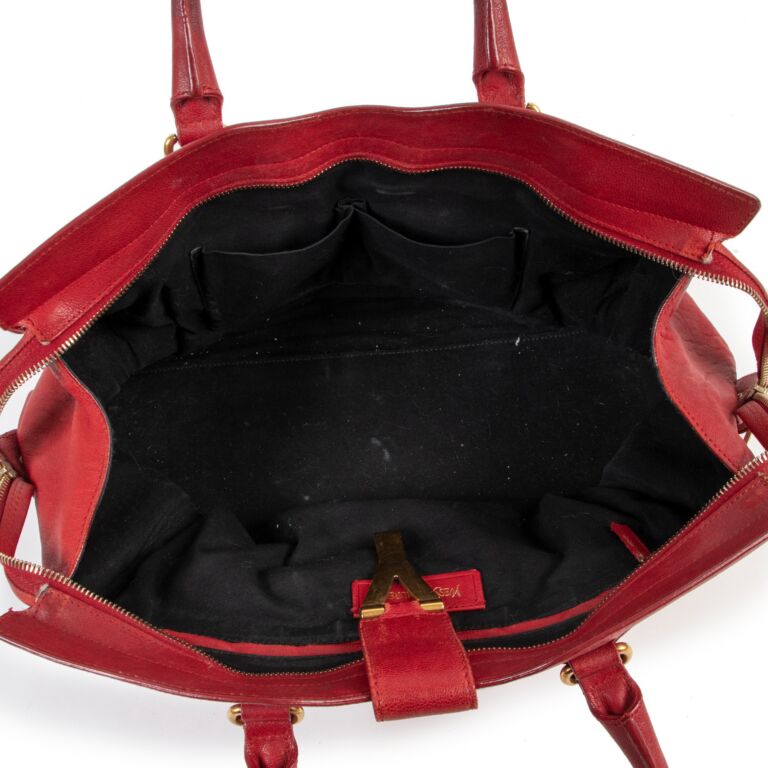 Yves Saint Laurent Red Leather Medium Cabas Chyc Tote at 1stDibs