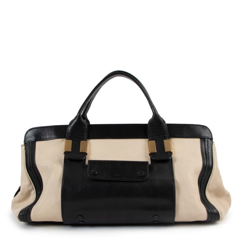 Chloe Beige Black Alice Top Handle Bag Labellov Buy and Sell Authentic Luxury
