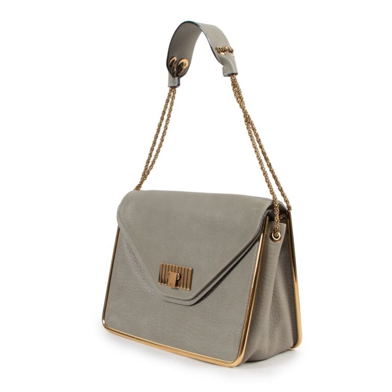 Chloé Mint/Grey Leather Medium Sally Shoulder Bag