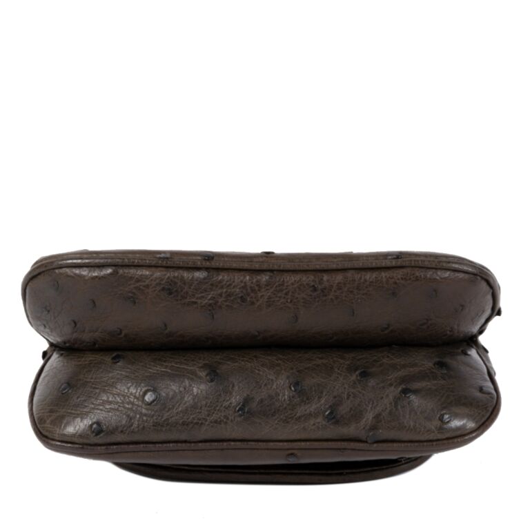 Gucci Dark Brown 1973 Ostrich Crossbody Bag Labellov Buy and