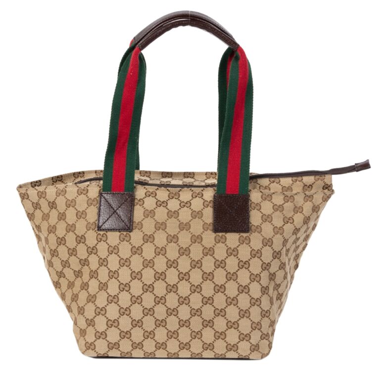 Gucci Plus Monogram Sherry Line Brown Vintage Travel Tote Bag - A