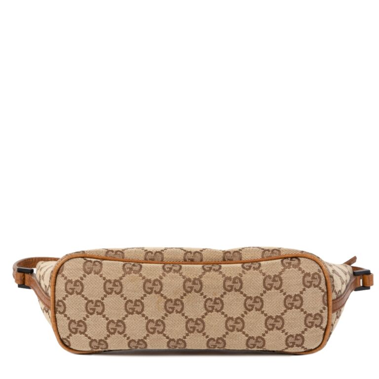 Gucci Vintage Monogram Pochette Flap Shoulder Bag Brown