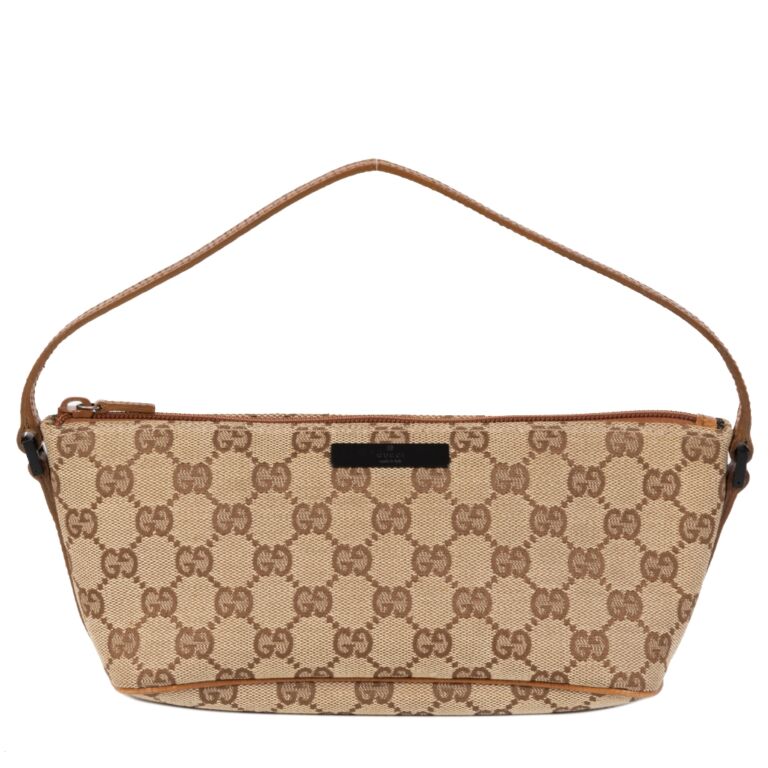 Gucci Vintage Monogram Pochette Flap Shoulder Bag Brown