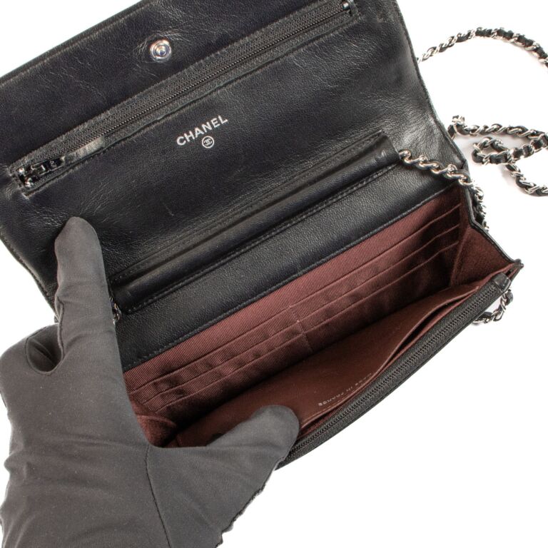 Chanel Key Pouch Interlocking CC Logo Wallet - Black Wallets