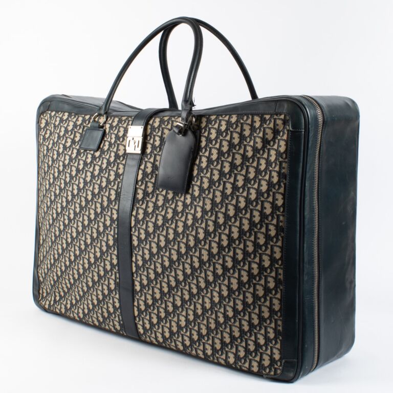 Christian Dior Vintage Blue Oblique Large Suitcase ○ Labellov