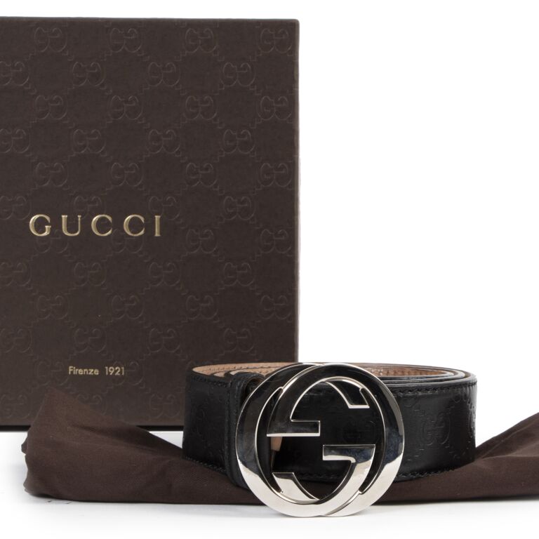 Gucci monogram shop belt black