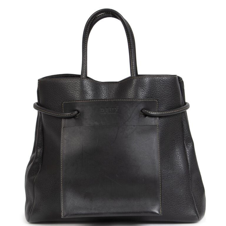 Deux deDelvaux Black Leather Top Handle Labellov Buy and Sell Authentic ...