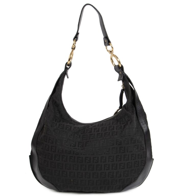 Fendi Black Zucca Monogram Canvas Hobo Bag Labellov Buy and