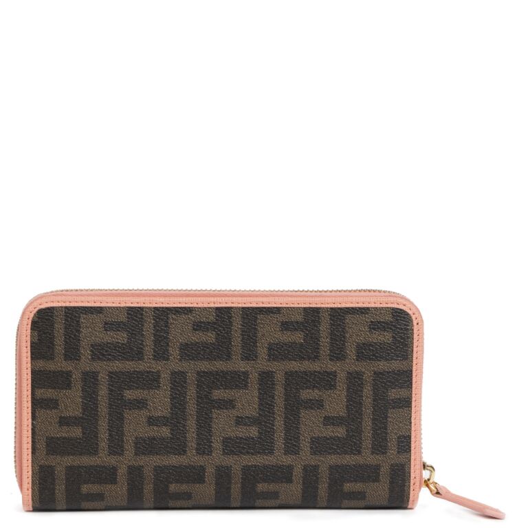 Fendi Brown Pink Zippy Zucca Wallet Labellov Buy and Sell