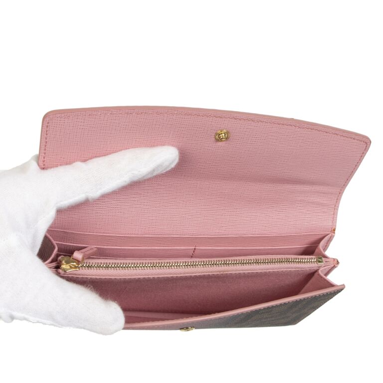 Fendi Pink Obre Zucca Pattern Wallet Labellov Buy and Sell