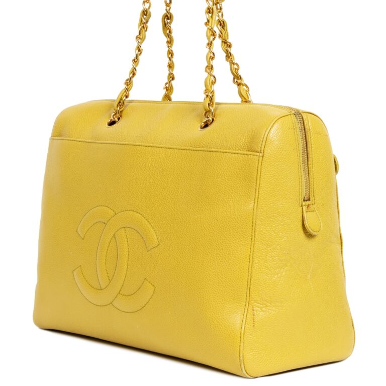 Chanel Mustard Yellow Caviar Leather Timeless CC Chain Tote Bag 1115c5 –  Bagriculture