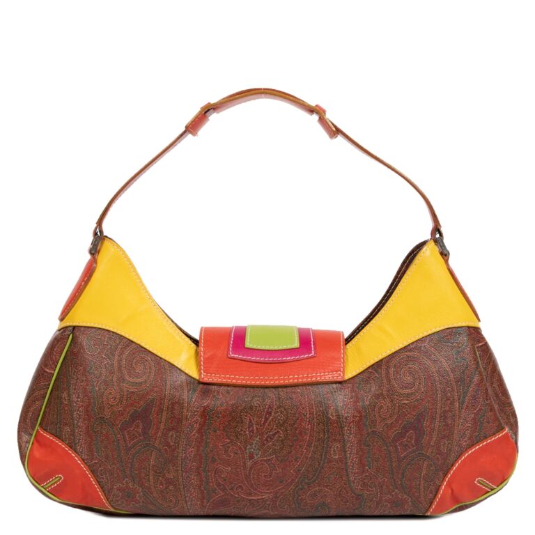 Etro Paisley Embossed Leather Turnlock Shoulder Bag