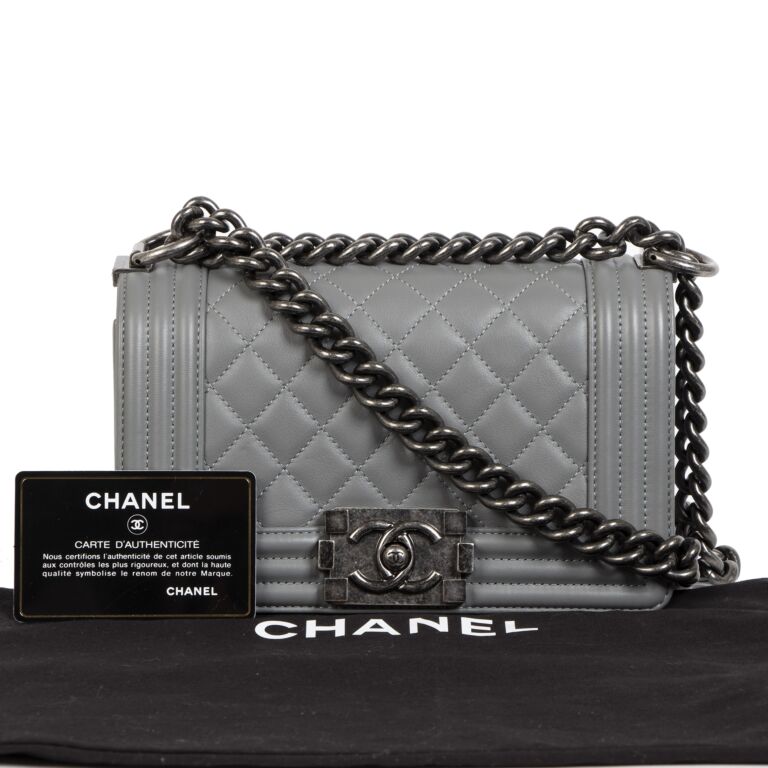 Chanel Grey Caviar Leather Medium Boy Flap Bag Chanel