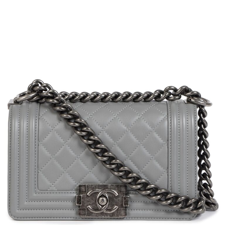 Chanel Grey Quilted Leather Small Boy Flap Bag ○ Labellov ○ Buy and Sell  Authentic Luxury