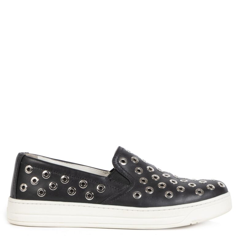 prada black slip on sneakers