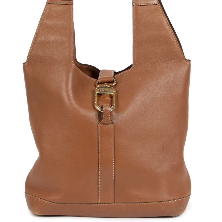 Delvaux Cognac Leather Liaison Shoulder Bag Labellov Buy and Sell