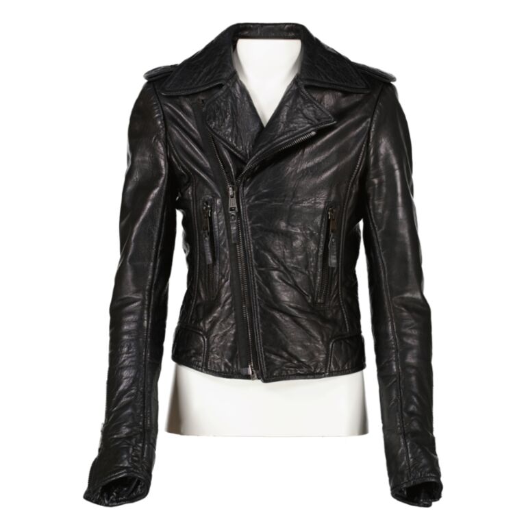 Balenciaga 2009 All Black Lambskin Biker Jacket Size 38