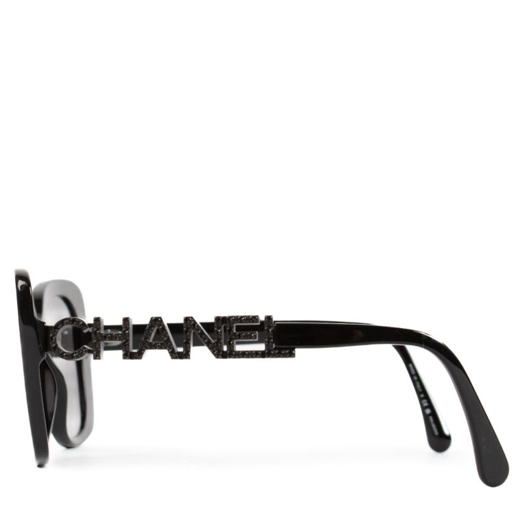 Chanel Black Rhinestone Logo Sunglasses ○ Labellov ○ Buy and
