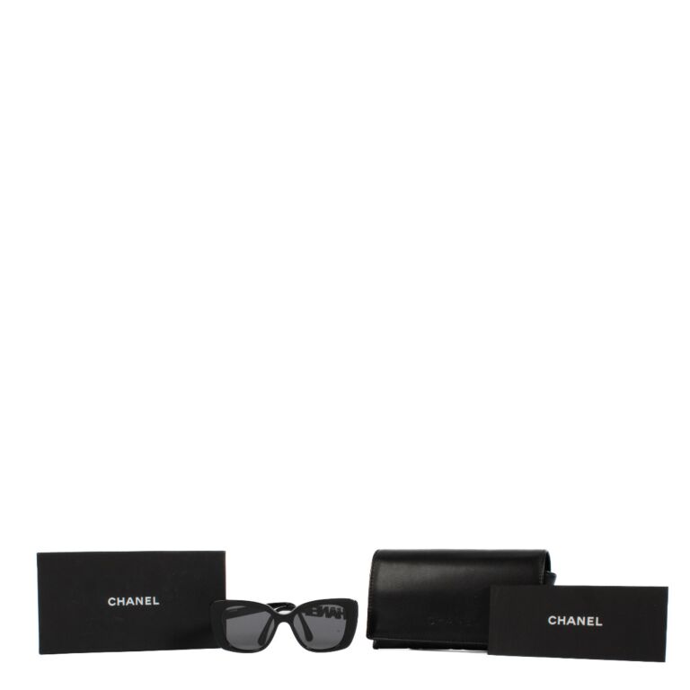 Chanel Black Rhinestone Logo Sunglasses ○ Labellov ○ Buy and