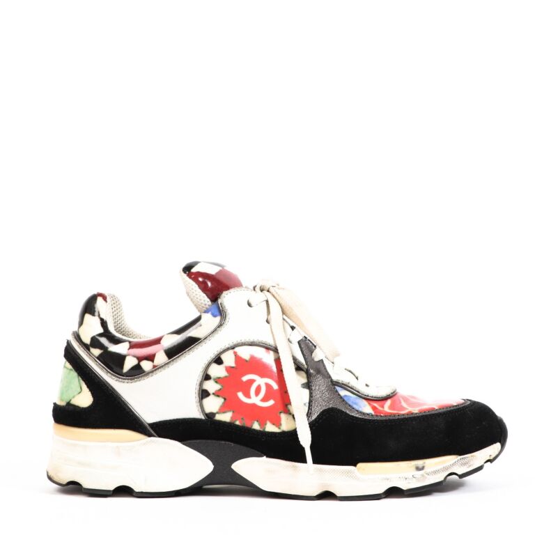 Chanel Multicolor Leather Graffiti Flower Sneakers size 37 Labellov Buy and Sell Authentic Luxury