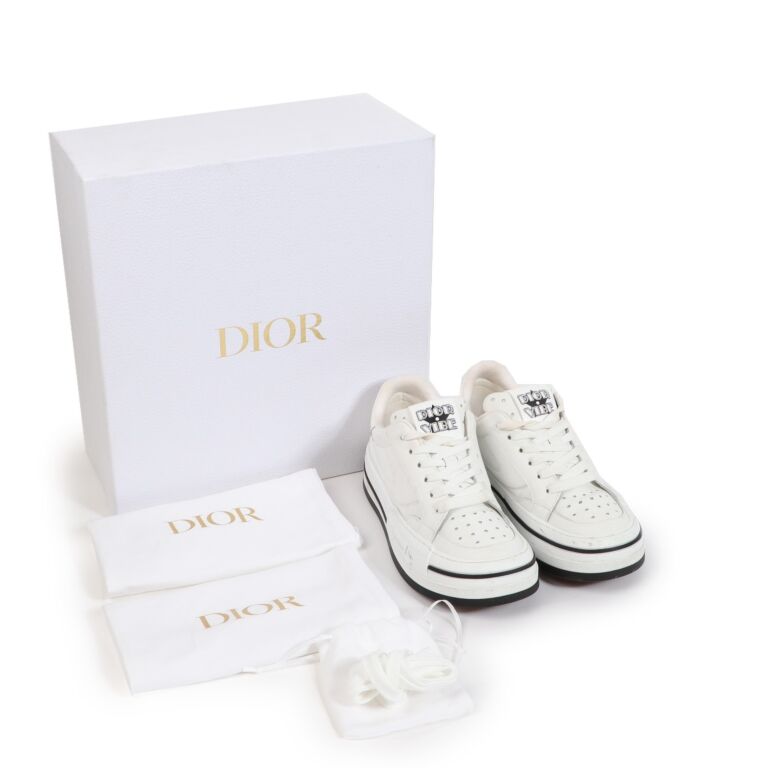 Christian Dior D-Freeway Vitello White Sneakers - Size 37