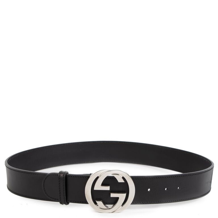 GUCCI GGベルト　ブラック Gucci Interlocking GG Black Belt - Size 90 ○ Labellov