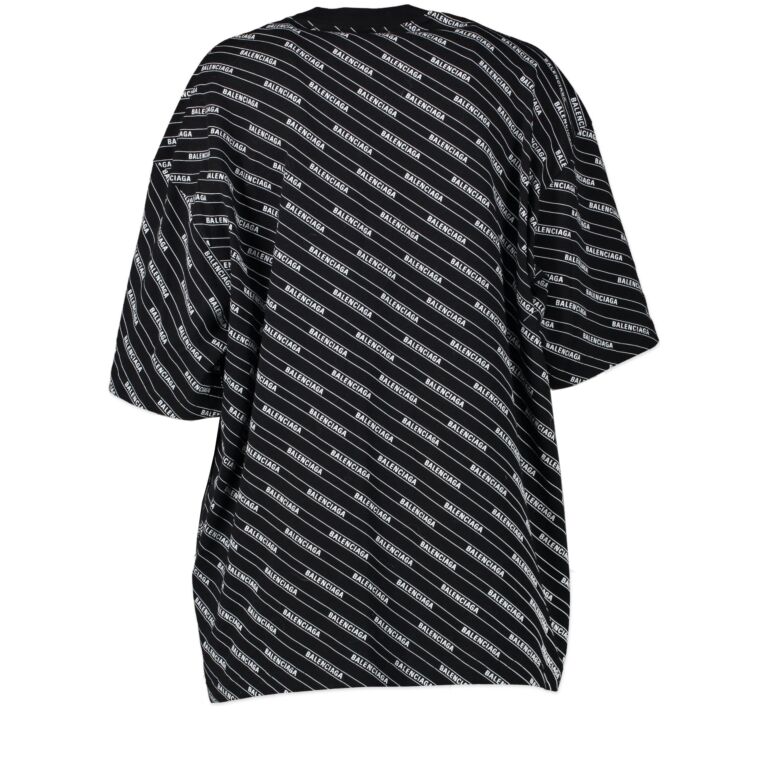 Balenciaga Oversized Allover Logo Tshirt in Black  Lyst