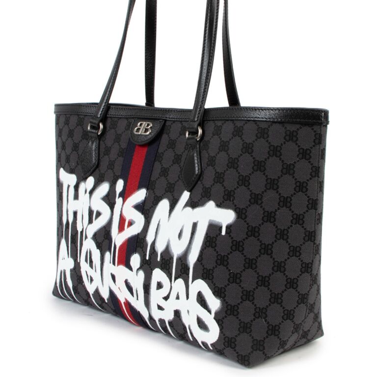 Gucci x Balenciaga The Hacker Project Graffiti Medium Tote Bag Black in  Coated Canvas/Leather with Silver-tone - US