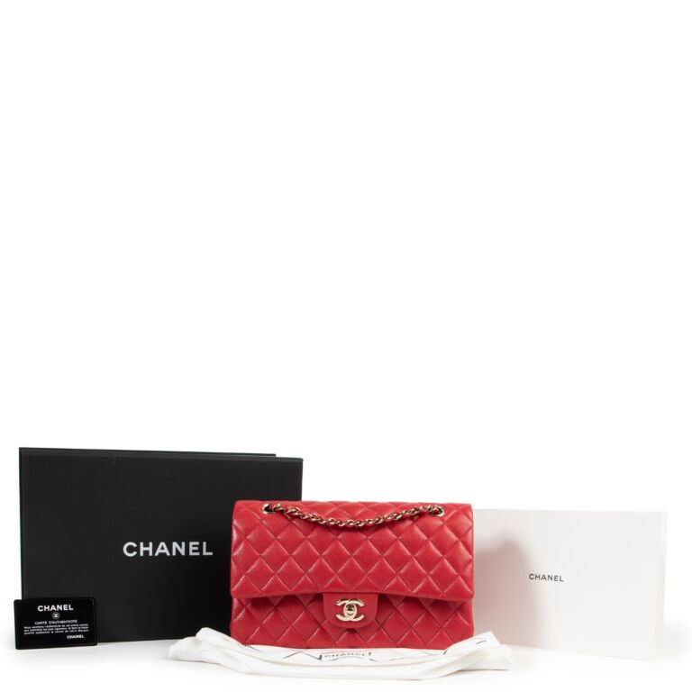 Chanel Classic Medium Red Caviar - Designer WishBags