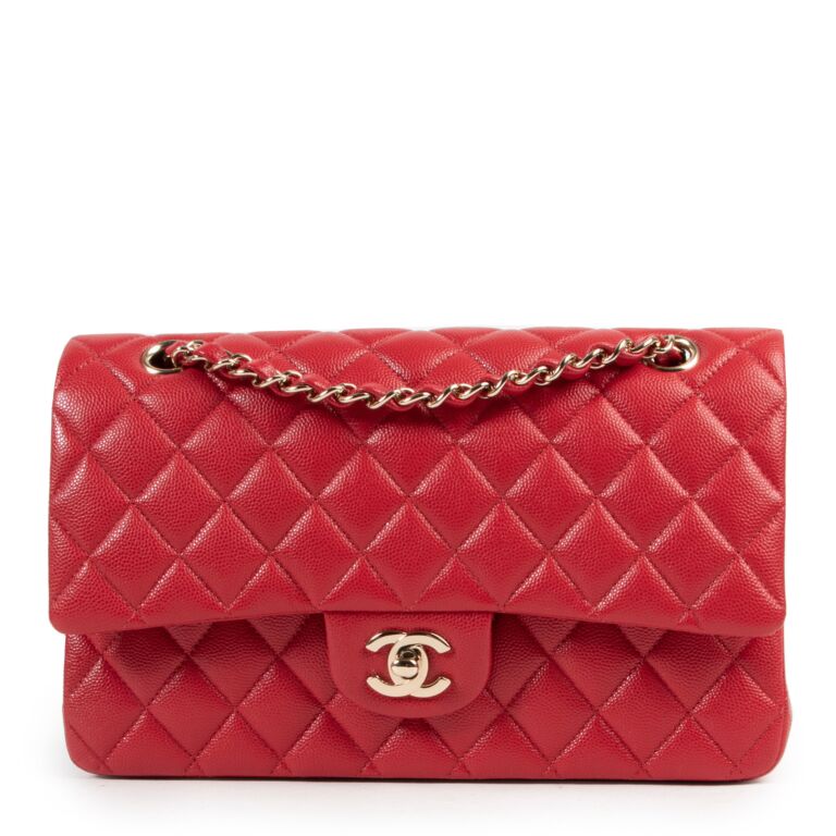 1618 chanel red quilted leather classic flapbag 1
