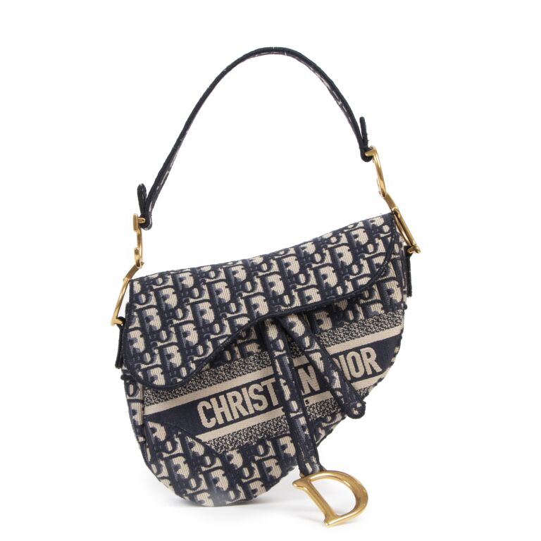 Blue saddle original dior oblique embroidered canvas best sale bag