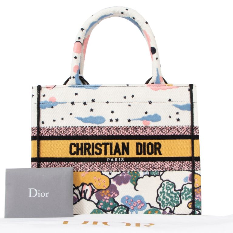 Christian Dior Latte Coloured Ciel De Reve Embroidery Small Book Tote Labellov Buy and Sell Authentic Luxury