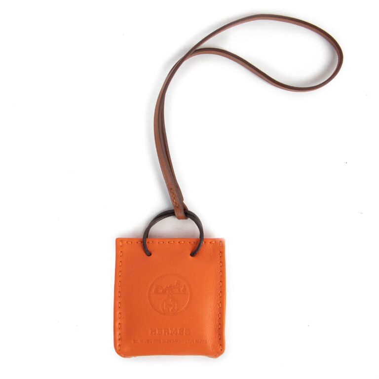 Hermes Orange Mini Shopping Bag Charm – Madison Avenue Couture