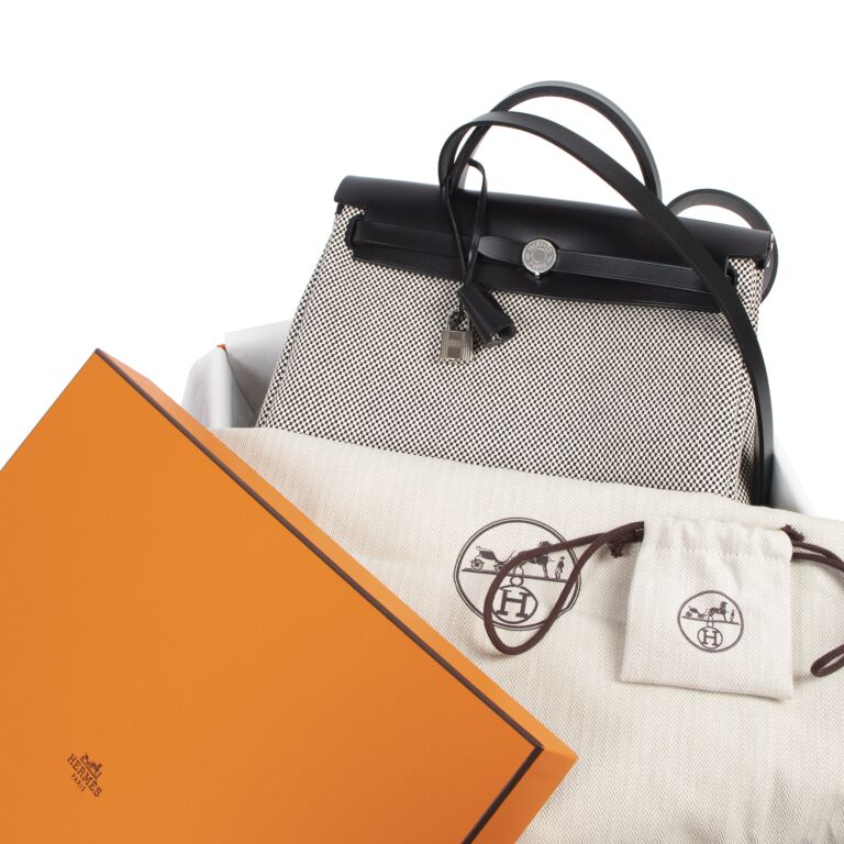 NIB 2023 Hermes Bag Herbag 31 Canvas Cowhide Orange Minium/ Fauve