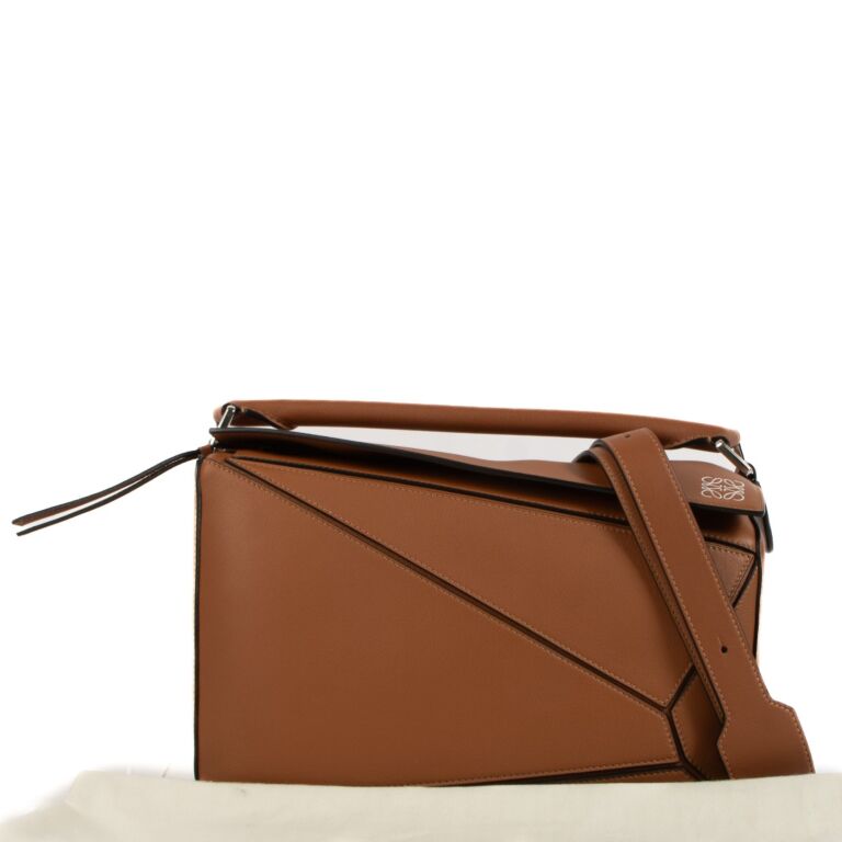 Loewe Tan Satin Calfskin Puzzle Bag Labellov Buy and Sell