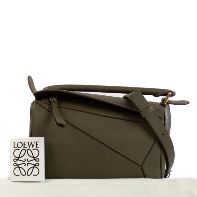 Loewe Bottle Green Classic Calfskin Small Puzzle Bag ○ Labellov