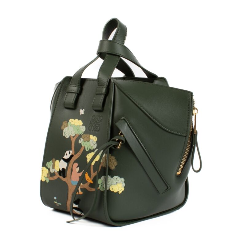Loewe x Suna Fujita Green Leather Compact Hammock Bag