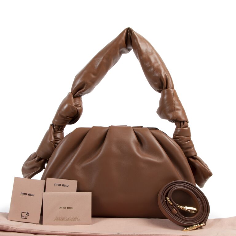 Miu Miu Woman Brown Nappa Leather Shoulder Bag 