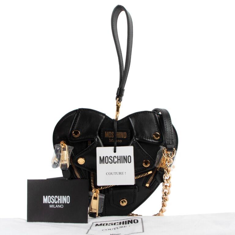 Moschino Black Small Heart Biker Leather Bag Labellov Buy