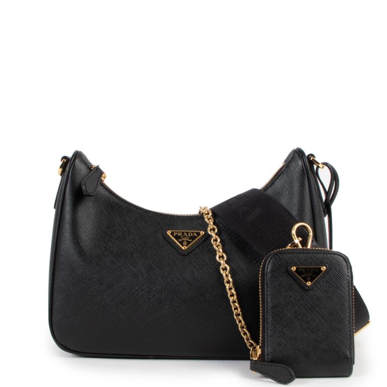 Prada Black Saffiano Crossbody Bag Leather Pony-style calfskin ref.805045 -  Joli Closet