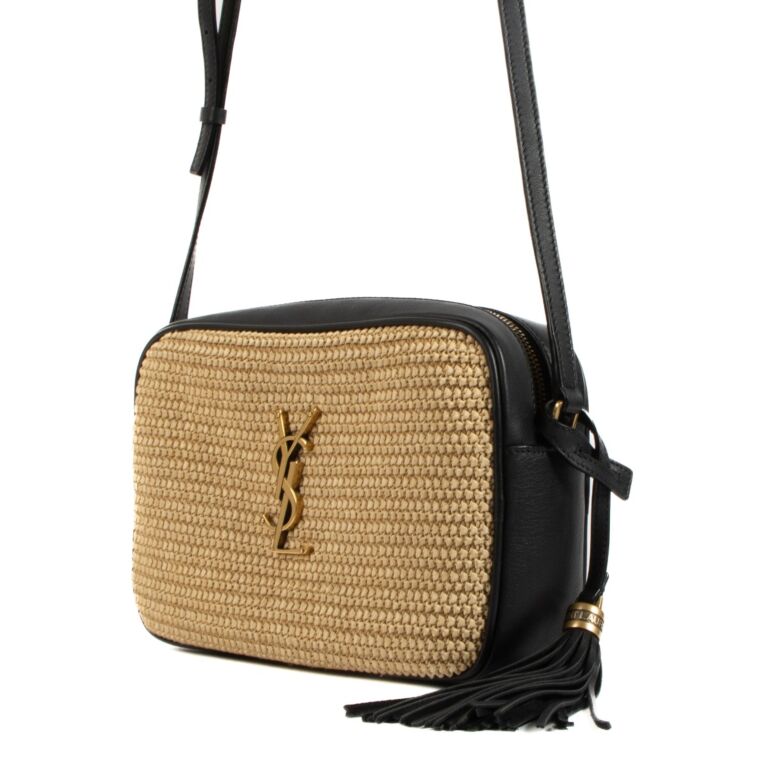 Lou raffia and leather shoulder bag top