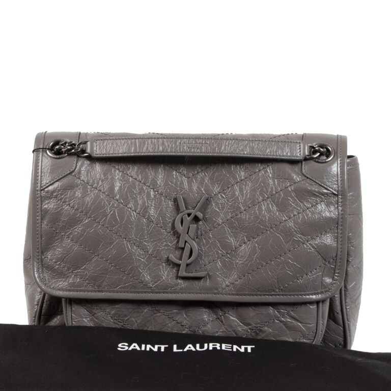 Saint Laurent Niki Medium Crinkled Leather Fog Bag Labellov Buy and Sell Authentic Luxury