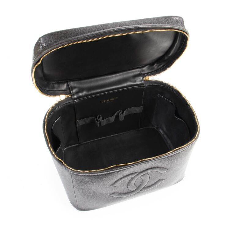 Chanel Vintage Black Leather Beauty Case Labellov Buy and